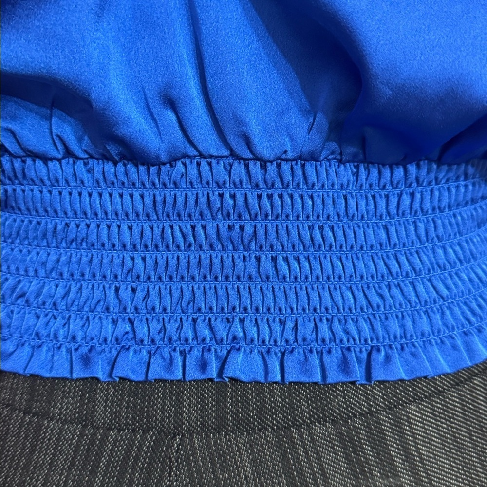 Ann Taylor Royal Blue Satin Boatneck Blouse - Picture 3 of 5